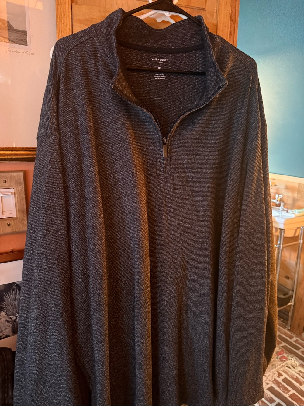 Van Heusen Men's Dark Gray Quarter-Zip Sweater